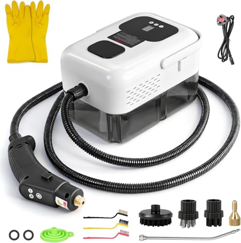 Teodute 1500W Limpiador a Vapor Portátil, con 13 Accesorios, 1,2L Depósito Agua Grande Steam Cleaner, Limpiador de Vapor cocina Baño Patio Azulejos Juntas Suelos y Limpieza Coches