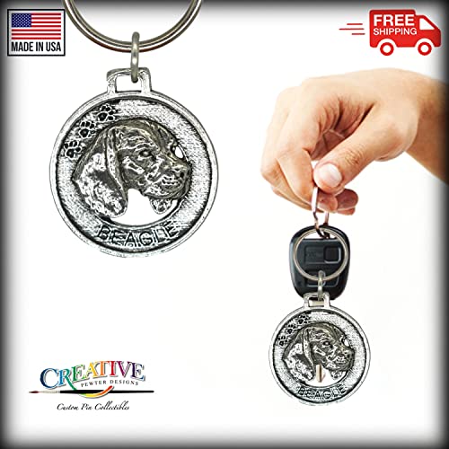 Beagle Keychain, Pewter, D022KC, 1 1/2, 100% Handmade in the USA, Hound, Dog, Pet, Tag, Metal, Keychain, Key Chain, Key Ring, Key Fob, Gift, Over 90 Dog Keychains.3