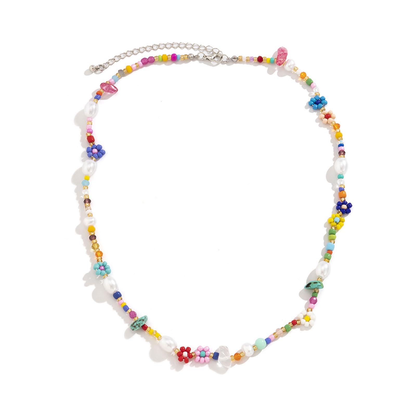Wlnext Women's Multicolor Sturdy Beads Flower Choker,Imitation Pearls Collar Fashion Necklace For ,Jewelry Accessory