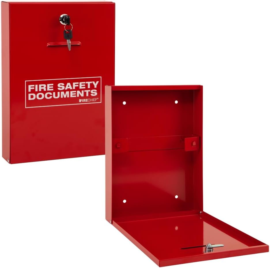 Firechief DHS1 Document Holder with Key Lock, Red