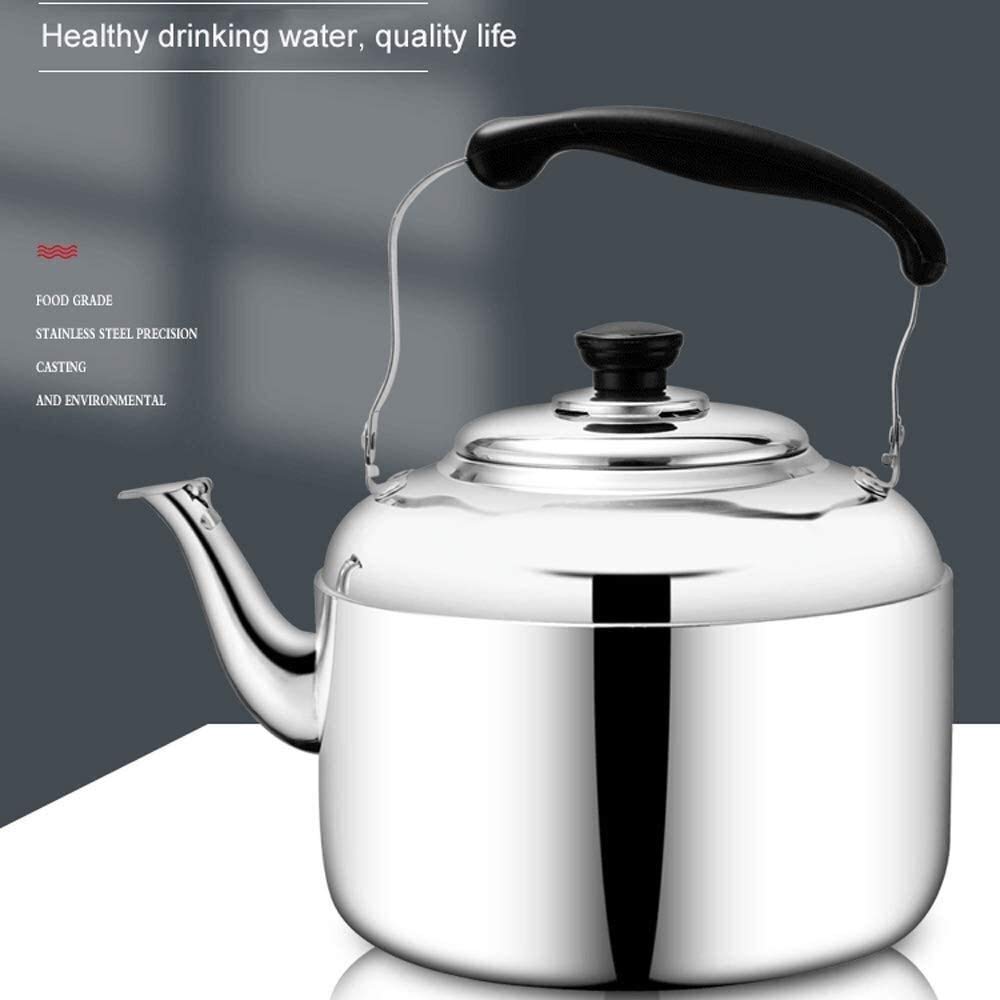 SHISHI Caldera de Acero Inoxidable Tetera silbido de la Tetera Adecuado for Cocina de Gas Cocina de inducción de Gran Capacidad de los hogares de la Tetera 4L Fácil de Limpiar y de Larga Vida útil.