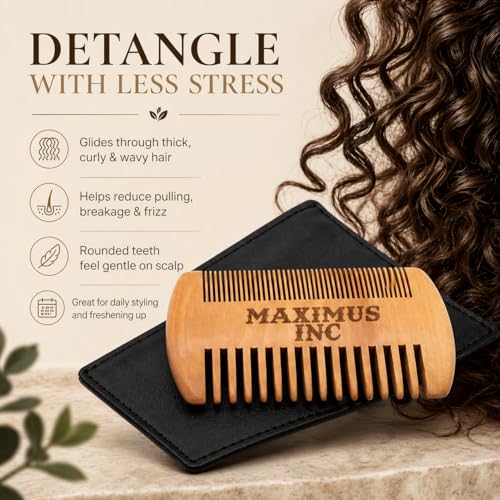 Peine de bambú antiestático para barba y cabello miniatura 3