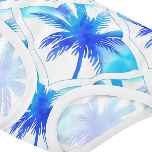 Cotton Toddler Underwear Floral Blue Palm Moroccan Arabesque Quatrefoil Girl Panties Cute Fun Briefs Kids Undies 2t4