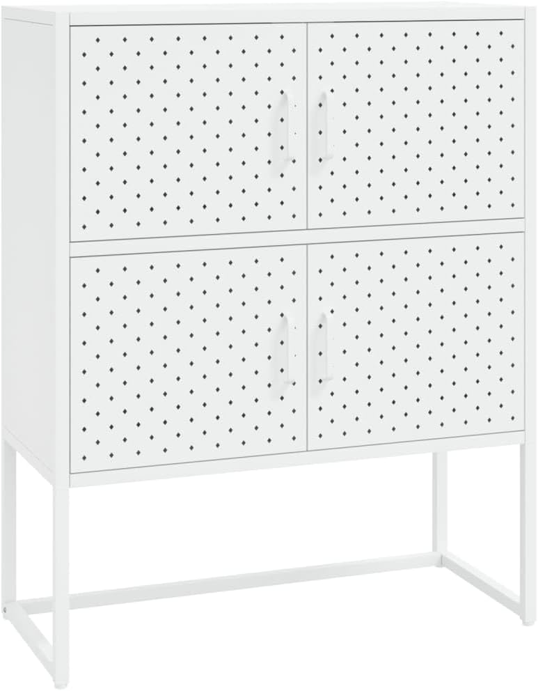 Highboard White,Bookcase Cabinet,School Storage Cabinet,File Cabinet,Standing Cabinet,Multi-Function Cabinet,Industrial Modern Style,for Office,Home,School,Studies,31.5"x13.8"x39.4" Steel