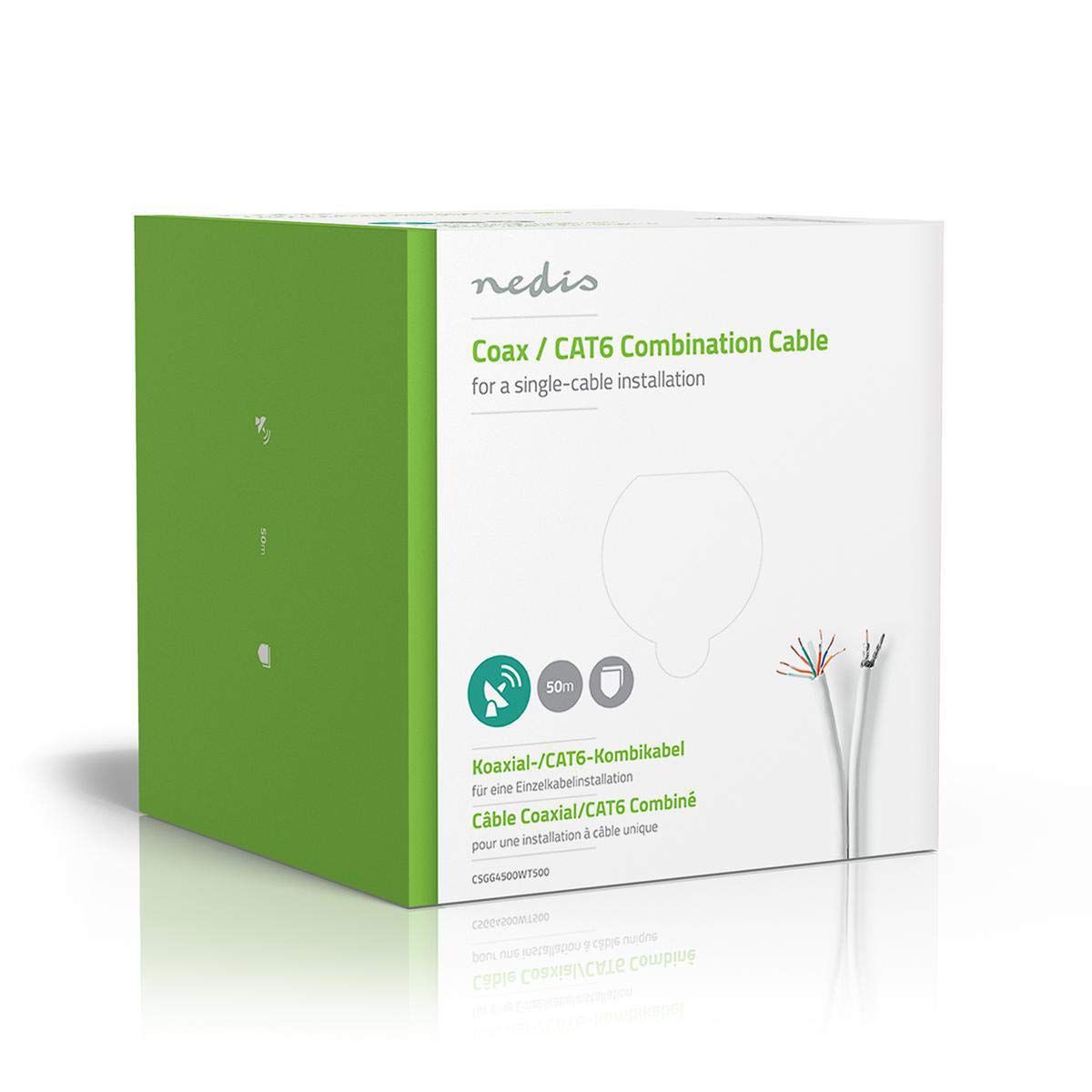 NEDIS Koaxial-/CAT6-Kombikabel - 50,0 m - Kupfer - PVC - Weiss
