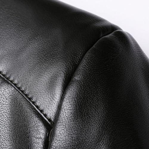 Chaqueta de cuero sintético para hombre con cuello alto y cierre miniatura 6