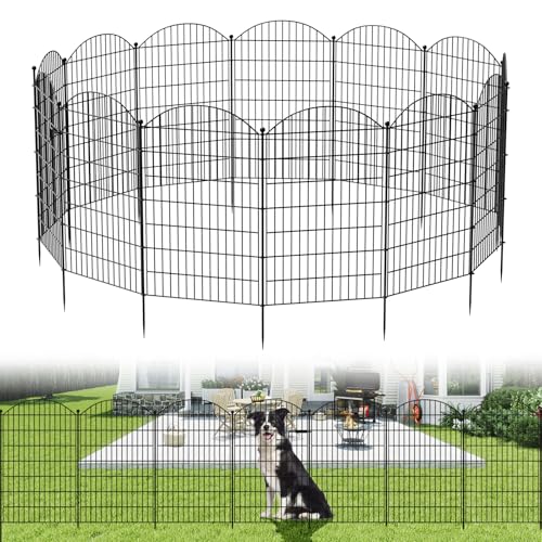 SUNYRISY Metall Gartenzaun Steckzaun Hundezaun für Hunde 100cm H Mit Tür, 13 Panels 4,6 m L Hühnerzaun Mobiler Zaun Begrenzungszaun für Haustier, Tierbarriere, Bordüre für Hof