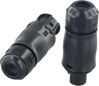 IP68 3-Pin AC Socket Female and Male Connector for Betteri BC01 Inverter, Flexible Cable Compatibility 10-13mm, Waterproof ABS Solar Power Accessory in Black