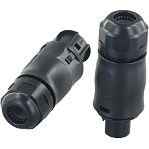 IP68 3-Pin AC Socket Female and Male Connector for Betteri BC01 Inverter, Flexible Cable Compatibility 10-13mm, Waterproof ABS Solar Power Accessory in Black