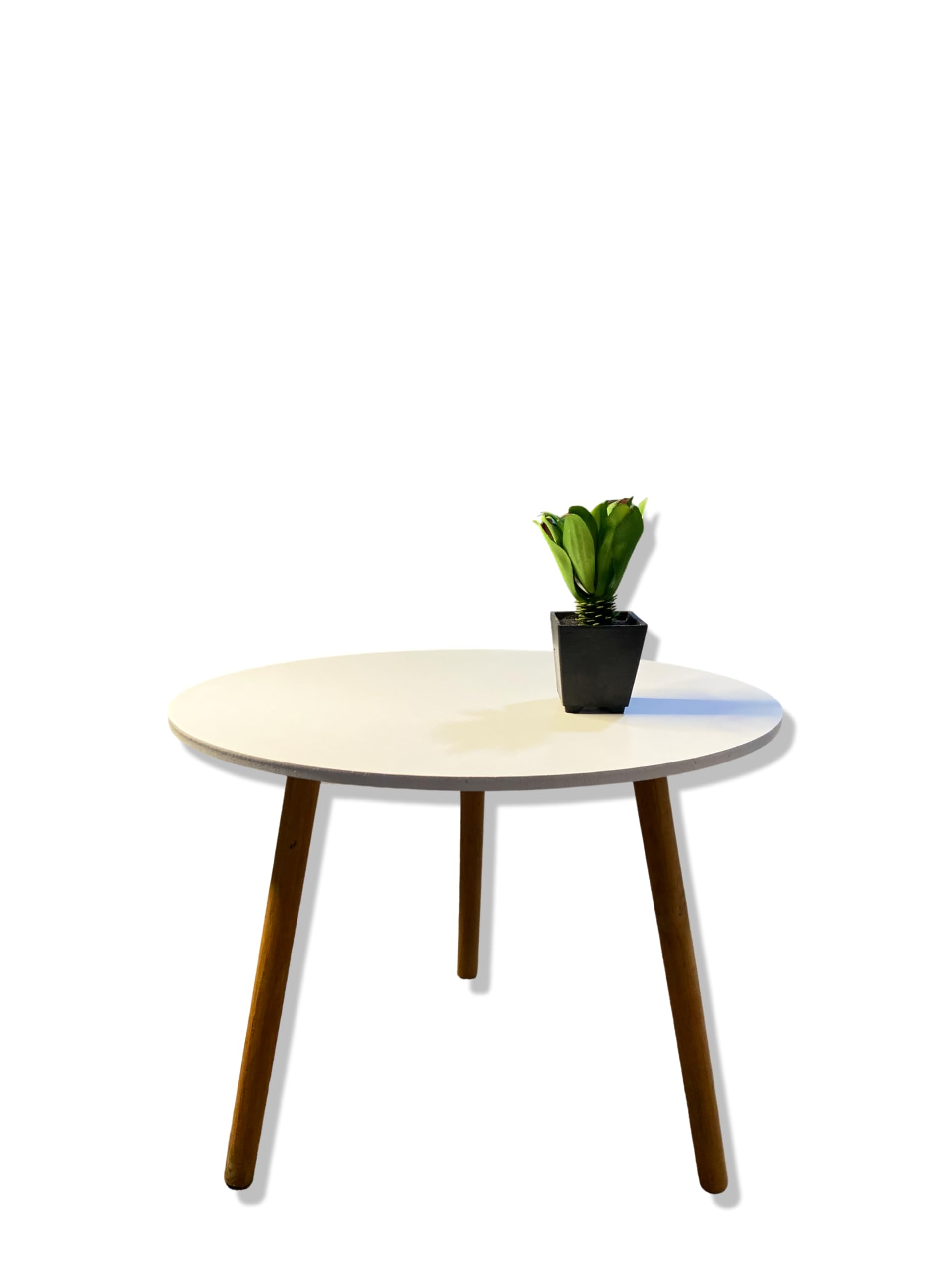 SupeX Wooden Table, Three wood legs, Small Round/Oval Side Table, Coffee table, Modern home decor, Minimalist style, Easy Assembly, White
