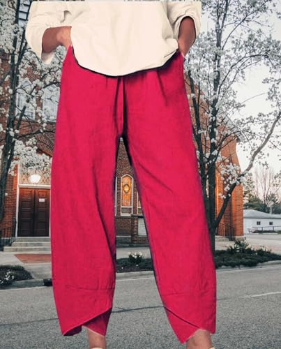 Boho Capri Pants for Women Patterned Printed High Elastic Waist Trousers Wide Leg Loose Pant with Pocket 2025 Summer2