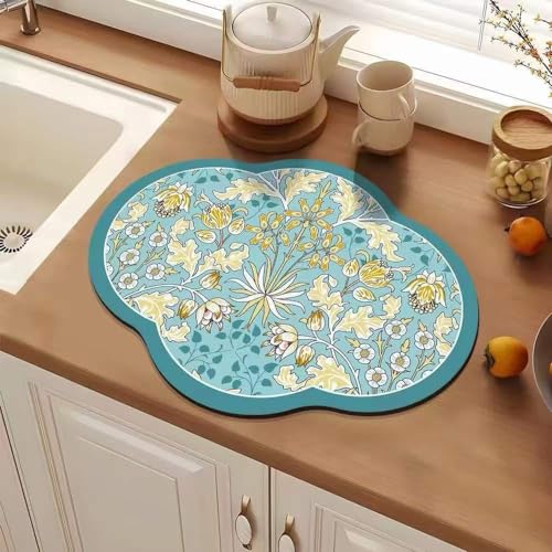 Image of KRLZ Dish Drying Mat, Super Absorbent, Non-Slip, Quick-Drying with Dirt-Repellent Rubber Sole, Dish Drying Mat Sink for Kitchen, Coffee Machine, Cutlery, Glasses