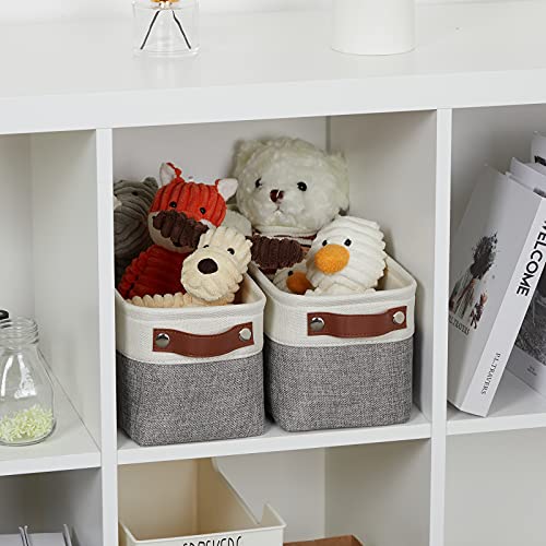 Dullemelo Small Storage Baskets 15"X6"X5.5", Fabric Storage Bins For Toilet Tank Top [2 Pack], Back Of The Toilet Basket (White&Grey) #TOP5