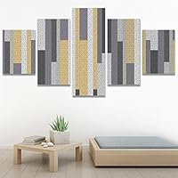 SIGNWIN 5 Panel Canvas Wall Art Modern Art Contemporary Dramatic Geometric Mixed Media Multicolor Patterns for Home Decorations Ready to Hang - 60
