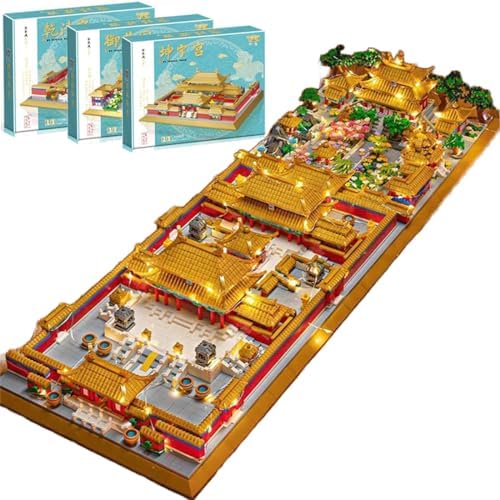 Chinese Forbidden City Architecture Building Blocks Set, 3-in-1 Chinese Imperial Palace Model Bricks Set with Lights, 10385 Pcs DIY Building Kit Assembly Mini Particle Construction Toy image 3