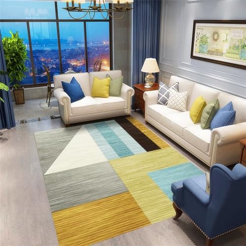 Tapis chambre ado moderne jaune et gris 50x80cm tapis de sol