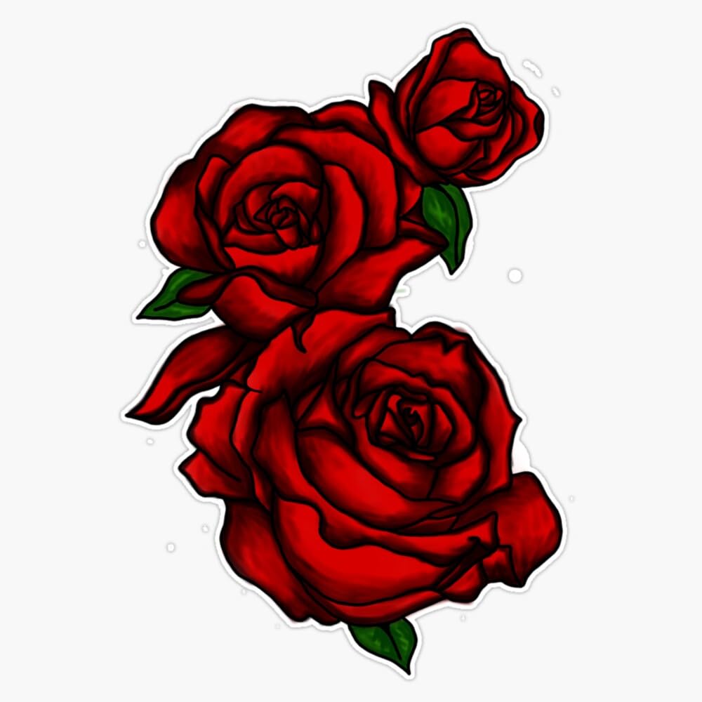 Dark Red Roses Bumper Sticker Vinyl Decal 5"