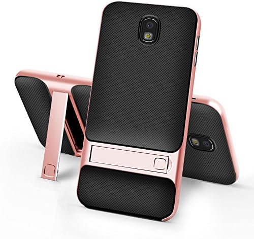 Samsung Galaxy J7 2018 Case,Galaxy J7 Aero/J7 Star/J7 Top/J7 Aura/J7 Crown/J7 Refine Case,Soft TPU Back Cover + Hard PC Bumper Dual Layer 2 in 1 with Kickstand for Samsung Galaxy J7 2018 -Rose Gold