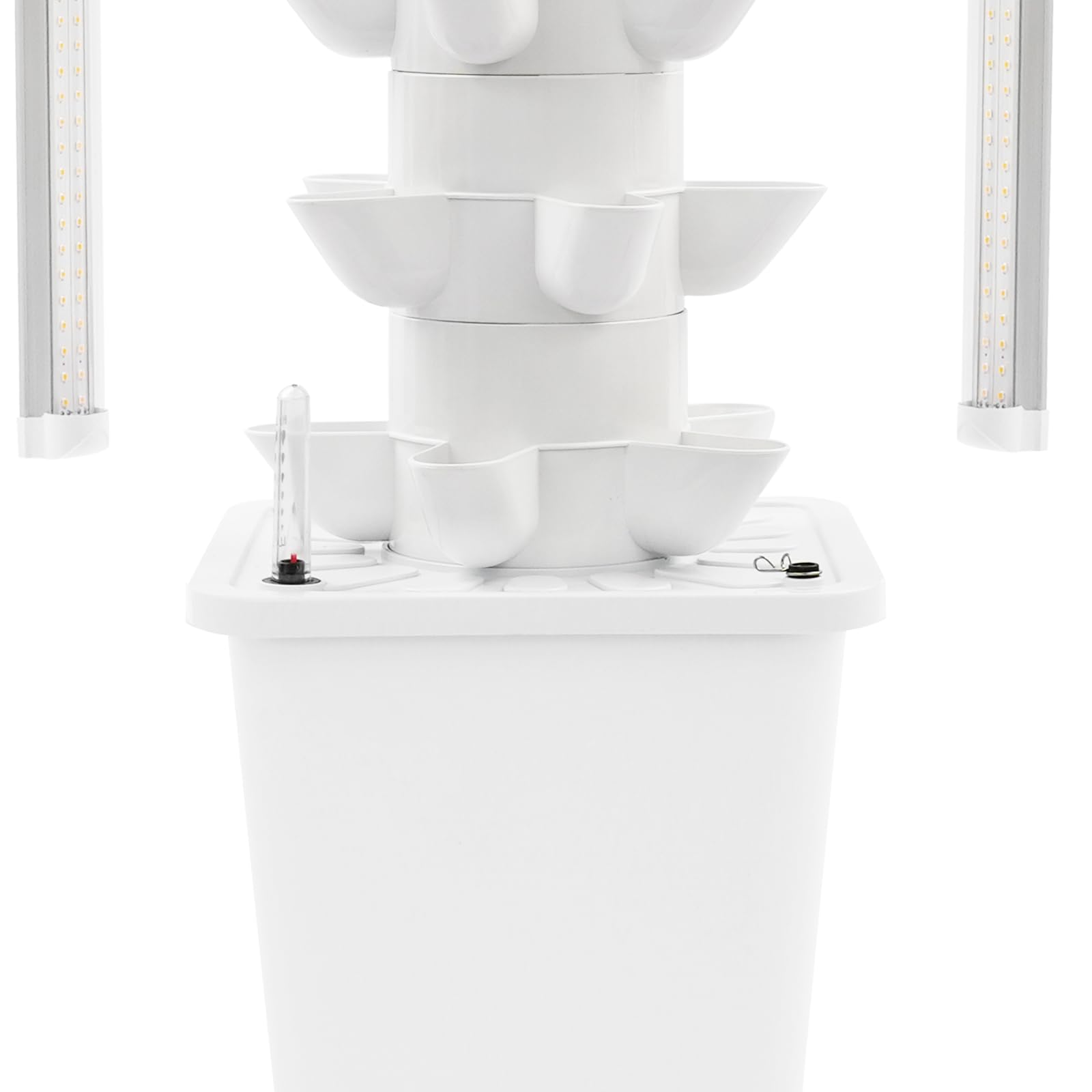 Tour de culture hydroponique verticale avec 6 étages, 30 trous de plantation, 4 lumières LED de croissance avec minuterie, irrigation automatique, réservoir d'eau de 10 l, hauteur 85 cm