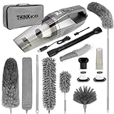 THINKWORK Microfiber Duster for Cleaning Car Cleaning Kit, Car Interior Detailing Kit with High Power Handheld Vacuum Cordless, Ceiling & Fan Duster for Home Cleaning