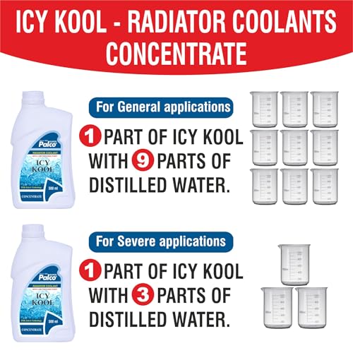 Image of PALCO Icy Kool Radiator Coolant for Car 500ml (Pack of 3, Advanced Low Freezing Point Antifreeze Green Concentrate Coolant for Engine