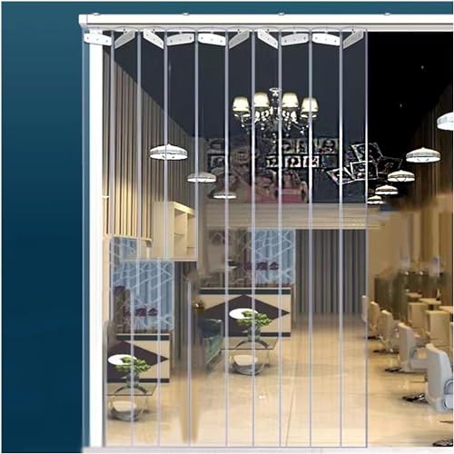 HynJGih Cortina de Tiras de Puerta Plegable corrediza Colgante, Kit de Cortina de Tiras de PVC, Ideal for almacén frigorífico/Enfriador/congelador(2.5X2M)