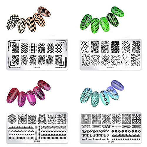 LFYOU 4 Stück Bildschablonen Nail Art Stamping Schablonen Maniküre Drucken Bild Designs Nagel Stamping Platte Salon