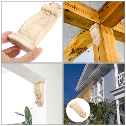 Soporte de vigas estable con ménsulas rústicas de madera tallada 4