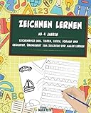 Zeichnen lernen ab 4 Jahren - Zeichenbuch inkl. Tieren, Linien, Formen und Gesichter - Übungsheft zum Zeichnen und Malen lernen.