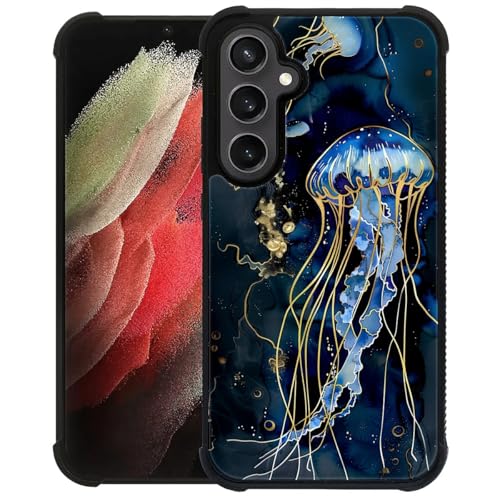 Goodsprout Compatible with Samsung Galaxy S23 FE Case,Deep Blue Jellyfish Ocean Amazing Pattern Design Shockproof Anti-Scratch Hard PC Back Case for Samsung Galaxy S23 FE