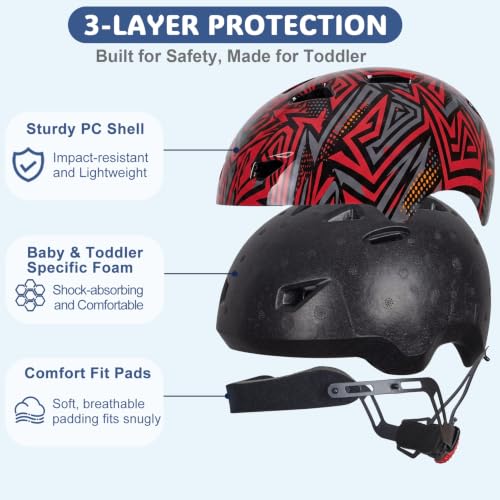 Image of Toddler Helmet, Adjustable Kids Bike Helmet for Ages 1-3-8