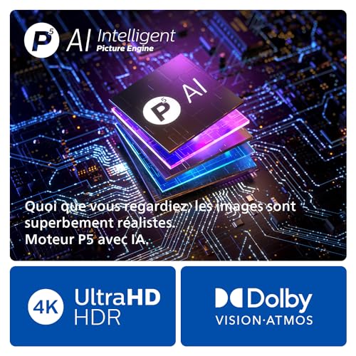 Philips Ambilight 48OLED809 Smart TV OLED 4K - Écran 48 Pouces, Plate-Forme P5 AI Perfect Picture Ultra HD, Google TV, Dolby Vision et Son Dolby Atmos, Fonctionne avec Alexa et Google Assistant
