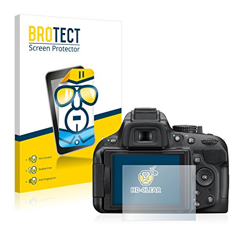 BROTECT Protector Pantalla Compatible con Nikon D5200 Protector Transparente (2 Unidades) Anti-Huellas