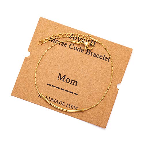 Image of JoycuFF Inspirational Morse Code Bracelets for Women Silver Beads Jewelry Encouragement Mantra Gifts for Her