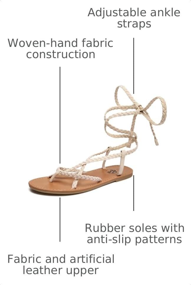 Image of Trary Sandals Women, Lace Up Sandals for Women, Sandals for Women Dressy Summer, Open Toe Gladiator Sandals, Flat Sandals for Women Dressy, Beach Sandals for Women, Summer Sandals for Women 2023