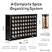 AllSpice Spice Rack Organizer, Wood, 525 Unique Labels, Countertop or Wall Mount, Includes 60 4oz Jars- Matte Black