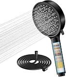 Cobbe Alcachofa de Ducha con Filtro de 20 Pasos, Filtro Cabezal de Ducha con Manguera de 1.5M, Alcachofa Ducha Antical 6 Modos de Rociado Cabezal de Ducha de Alta Presión (Negra)