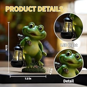 Outdoor Frog Garden Decor: Yard Decoration with LED Lantern Funny Solar Frog Gifts for Women Mother's Day Housewarming Gift Outdoor Frog Garden Decor Yard Decoration with LED Lantern Funny Solar Frog Gifts for Women Mothers Day Housewarming Gift