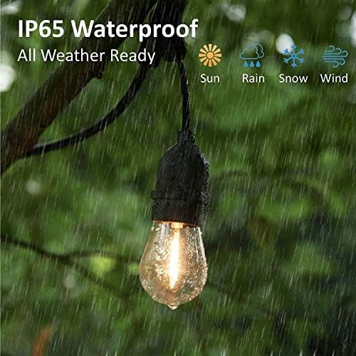 Kunzite Shatterproof & Waterproof S14 Replacement LED Light Bulbs 1W Equivalent to 10W, White Warm 2200K Outdoor String Lights Vintage LED Bulbs, E27 Base Edison LED Light Bulbs (S14-1W-15pack)