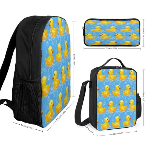Cute Yellow Duck Backpack Set 3 Pieces Backpacks Lunch Bag Wallet For Travel Outdoor Sports2