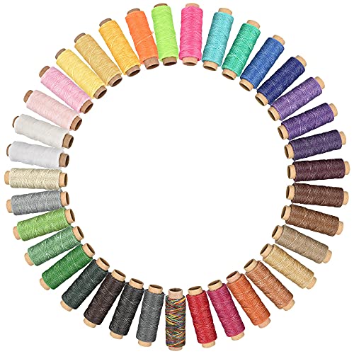 Set de hilo encerado para coser cuero 55 yardas 1mm poliéster miniatura 3