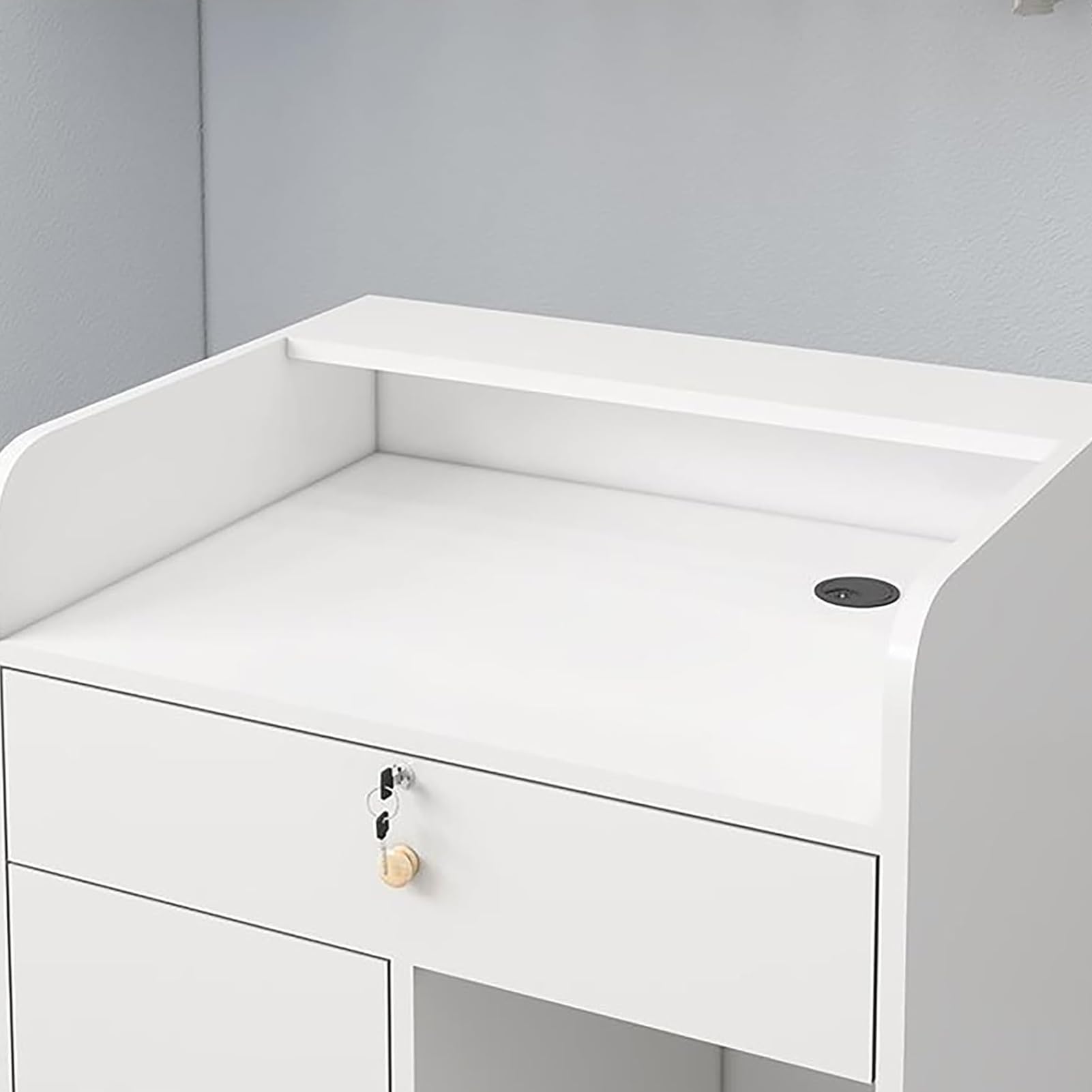 Recept Desk con Ders, bancone ufficio, Recept Fur per hotel, negozi di abbigliamento, aziende, negozi di frutta, 79,8 x 39,9 x 89,9 cm, design moderno per le aziende