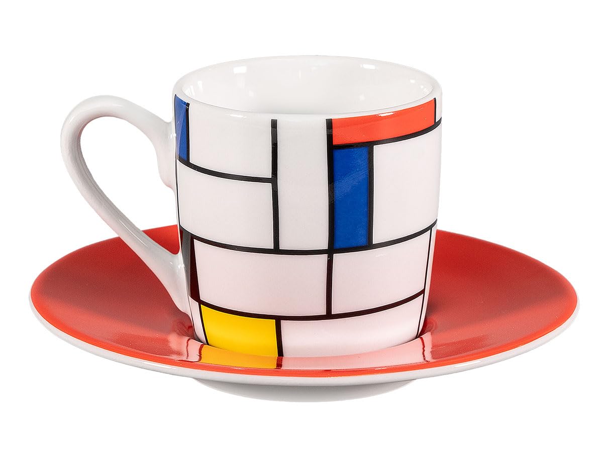 Könitz Espresso Tassen Set Mondrian Large Fragments. 4 Kaffeetassen 65ml aus Porzellan. Espressotassen modern, bunt