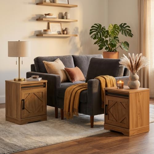 Image of WAMPAT 24.3 inch H Vintage Farmhouse Style End Table Set of 2