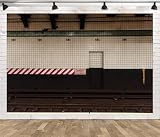 CORFOTO Empty New York Subway Station Backdrop Subway Platform Wall Photography Backdrop Manhattan Subway Train Tracks Photo Backdrop Train Theme Party Decor Halloween Photo Booth
