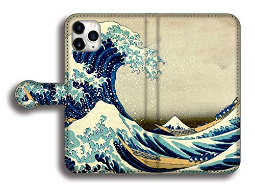 手帳型 iPhone11 Pro互換 スマホケース 【世界の名画】 葛飾北斎 富嶽三十六景 ☆浮世絵☆ 富士山 絵画 芸術 アート (神奈川沖浪裏)