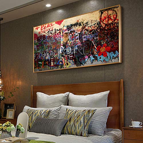 Toile graffiti abstrait pour moderniser un salon terne affiche murale street art 60x100cm