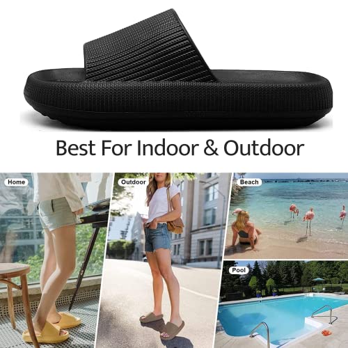 QUAIS & HARRIS Womens Thick Pillow Sliders – Ladies Home, Shower Comfy Slippers Size 4 5 6 7 8 9 10. Light Extra Comfortable & Soft Outdoor, indoor, and Shower Cloud Slides. - Image 3