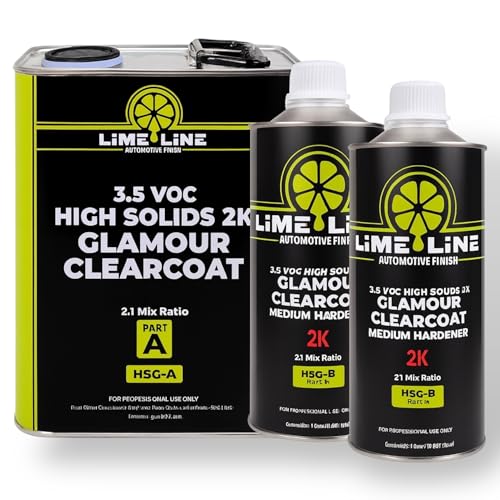 LiME LiNE 2K High Solids Gloss Clearcoat Kit - 2:1 Mix Ratio - UV Resistant Automotive Clear Coat -