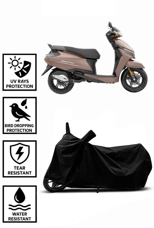 Image of Heavy Duty Waterproof Scooty & Bike Cover for Tvs Jupiter 110 - UV Resistant, Dustproof & Rain Protection, All-Weather Outdoor Cover for Bikes & Scooty with Buckle Straps